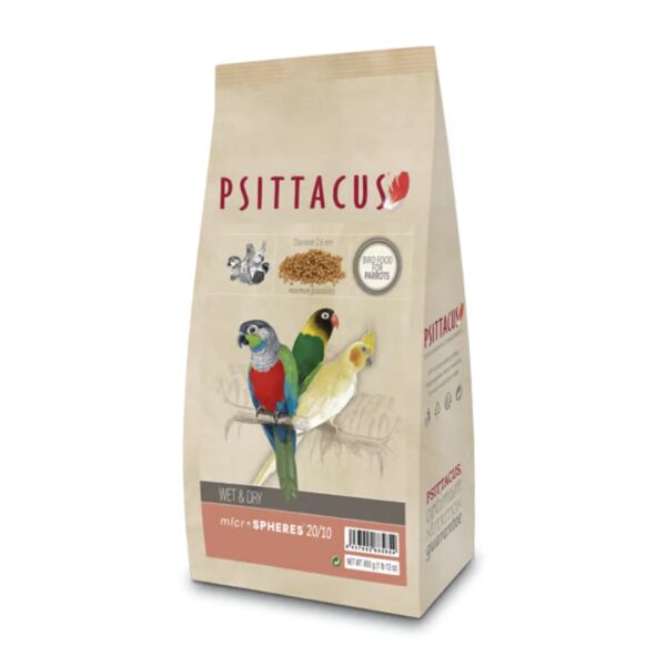 Comida para Pajaros Wet&Dry Microspheres 20/10 800gr PSITTACUS